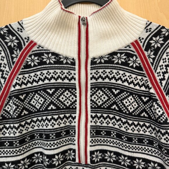 Eddie Bauer fair isle quarter-zip knit sweater women’s L - Picture 2 of 4